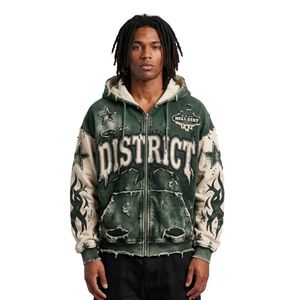 Custom Fearless Vintage Wash Cotton Fleece Brown Cream <b>Grunge</b> Graphic Relaxed Fit Pullover <b>Hoodies</b> <b>Grunge</b> Style <b>Hoodies</b> - Product Image 4