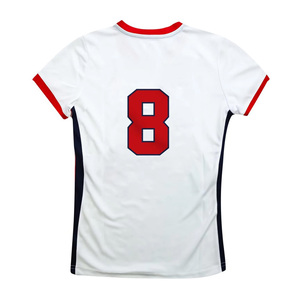 USA Men's V-Neck Volleyball Jersey White Red Black Sublimated Moisture Wicking Athletic Fit Short Sleeve Mesh Apparel - Product Image 2