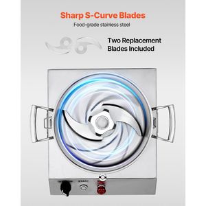 Robot da Cucina in Acciaio Inox di Grado Alimentare da 6,3 Litri con 2 Lame Extra a Curva S per Tritare Verdure - Product Image 4