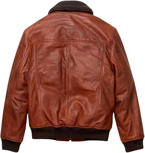 Chaqueta de cuero genuino estilo bomber para hombre de alta calidad y bajo precio, hecha en Pakistán. - Product Image 4