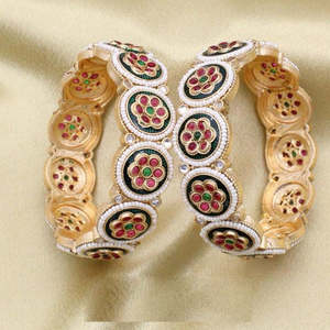 Gold Plated Kundan Stone <b>Bangles</b> <b>Set</b> 10581173PGR_2.8 Fashion Jewelry for Women - Product Image 1