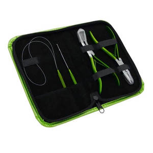 Kit de Herramientas para Extensiones de Cabello, Alicates Metálicos, Agujas, Alambre, Mango Verde, Juego Profesional para Instalación y Remoción de Extensiones de Cabello - Product Image 1