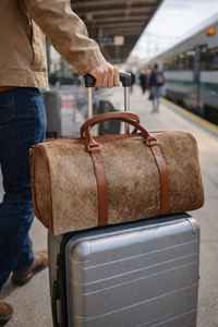 Bolsa de Viaje de Cuero Vacuno, Hecha a Mano, Ligera, Duradera, con Cierre, Estilo Vintage, Grande - Product Image 5