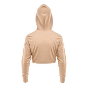 Sudadera con capucha de algodón 100% lavado para mujer, diseño OEM, con estampado de espuma y bloques de color, manga corta, estilo dulce de invierno, para yoga y ejercicio. - Product Image 3