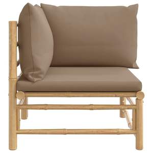 Canapé d'angle de jardin en bambou taupe avec coussins en polyester, solution élégante de mobilier d'extérieur - Product Image 4