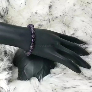 Lab Test Amethyst 8mm Round Natural Bead Stone Bracelet for <b>Men</b> and Women Stretch Fashion Jewelry - Product Image 2