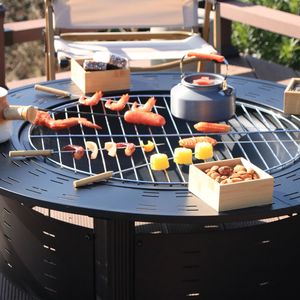Braciere Rotondo con Griglia per Carbonella Senza Fumo, Set Completo per Tè, Barbecue, Cucina, Casa, Cortile, Riscaldamento Esterno - Product Image 3