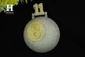 Collar Personalizado con Colgante de Bola de Billar 8-Ball con Diamantes de Moissanita y Micro Pavé VVS, Esfera 3D, Número de Camiseta Personalizado 11, Joyería para Hombre - Product Image 4