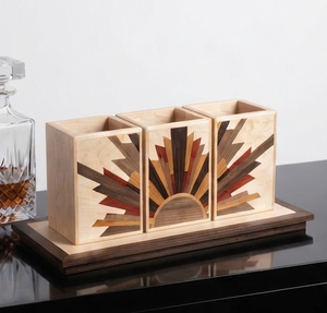 Multi-Purpose Organizer Modern <b>Caddy</b> Natural Wood Color Handcrafted Wooden Standing Type for <b>Kitchen</b> - Product Image 3
