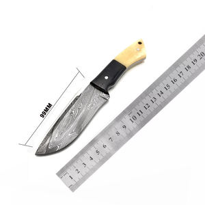 Cuchillo de caza de acero de Damasco con punta de caña, mango de asta, espesor de hoja de 0.45mm, borde biselado, grado DIY, personalizable OEM - Product Image 3