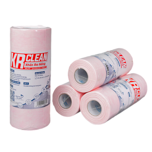 Vietnam Factory KrClean <b>Absorbent</b> Non Woven Roll Wipes Multi-Purpose Kitchen Cleaning Towels Plain Stock <b>Cloths</b> Round 1kg - Product Image 1