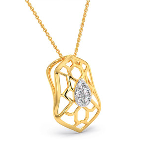 Collar con Colgante de Diamante en Forma de Pera, Diseño Arquitectónico Geométrico Calado - Product Image 1