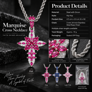 Collier pendentif croix XH avec zircon coloré, chaîne en corde, bijoux unisexe hip-hop pour les fêtes - Product Image 4