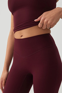 Custom Wholesale Women Mid Waist No Front Seam <b>Flare</b> <b>Leggings</b> Mid-Calf Tummy Control Scrunch Butt Anti-Bacterial Breathable - Product Image 3