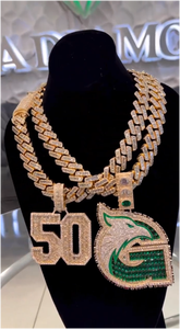 Collier tendance en alliage plaqué or 18 carats, motif géométrique dauphin et faucon, style hip-hop cubain, idéal pour les fêtes - Vente en gros - Product Image 3