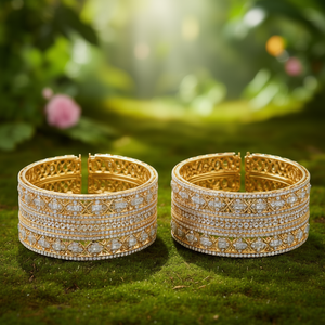 Gold Plated Crystal Stone Bangles Set - Product Image 3