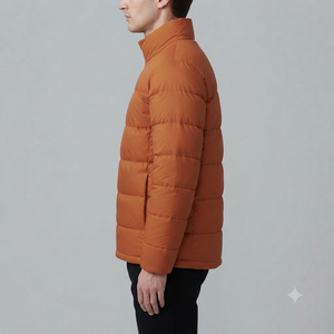 Veste matelassée légère pour homme, col montant, orange, en polyester, pour l'hiver, décontractée, pour l'extérieur, fermeture éclair, coupe classique - Product Image 4