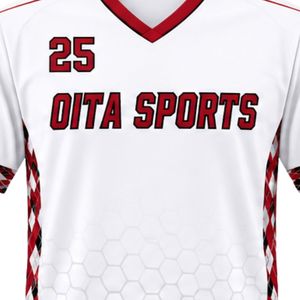 Maillot de lacrosse unisexe blanc et rouge en polyester, coupe athlétique, uniforme sportif léger, tenue d'équipe, vêtements d'entraînement - Product Image 6