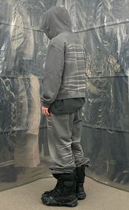 Sweat à capuche oversize en coton délavé pour homme, couleur unie, décontracté, avec poche kangourou, en molleton bouclette, pour l'automne - Product Image 3