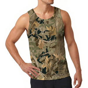 Customized Print Men's Performance Camouflage Workout Tank Top High Elasticity Muscle Fit Gym Singlet Wholesale Price Tank Tops - Product Image 3