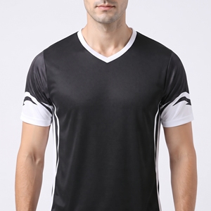Ensemble de maillot de football unisexe en polyester à col en V noir, deux pièces, à manches courtes, anti-transpiration, pour l'entraînement - Product Image 6