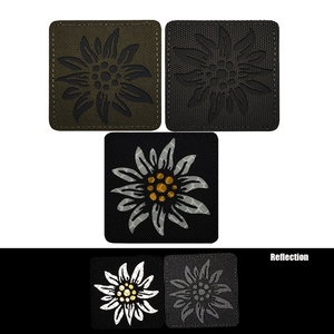 Edelweiss Flower Laser Cut Tactical Nonwoven Felt Eco-Friendly Reflective IR Custom Embroidery <b>Sew</b>-<b>On</b> Hook & Loop <b>Patches</b> - Product Image 1