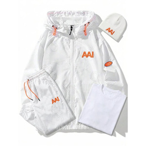 Conjunto Deportivo Impermeable para Hombre, Ajustable, Holgado, con Gorra Personalizada y Sudadera Ligera con Capucha - Product Image 1