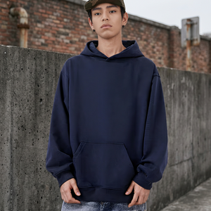 Sweat-shirt à capuche surdimensionné pour homme, couleur unie, en molleton de coton, décontracté, avec poche, pour l'automne - Product Image 5