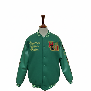 ผู้ผลิตเสื้อแจ็คเก็ตเบสบอลหนังแท้คุณภาพสูงสไตล์วินเทจสำหรับผู้ชาย  สำหรับฤดูหนาวและฤดูใบไม้ร่วง  พร้อมปักโลโก้ - Product Image 5