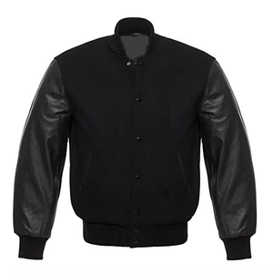 Custom Logo Sleeve Canvas Chenille Embroidery Vintage Letterman Streetwear Varsity Jackets Geometric Patchwork Stand for <b>Men</b> - Product Image 2