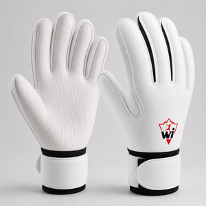 Private Label White Goalkeeper Gloves Breathable Non Slip Full Finger Soccer Match Training Gloves With Wide Wrist <b>Strap</b> - Product Image 3