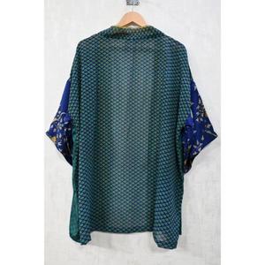 Kimono court en soie indienne, peignoir imprimé fait main, vêtement de nuit, robe de chambre pour femme, tenue de détente - Product Image 4