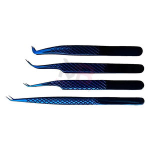 Pinzas para el Cuidado de Pestañas de Color Negro y Azul Titanio, Herramientas Curvas para Estilizar Pestañas, Pinzas de Acero Inoxidable para Pestañas - Product Image 4