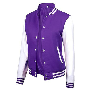 Chaqueta estilo universitario para mujer, estilo urbano, corte cómodo, con puños acanalados y cierre frontal con broches. - Product Image 1