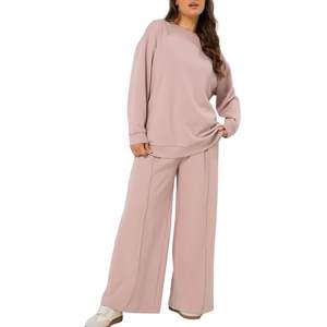 Conjunto de Sudadera Oversize y Pantalones Anchos para Mujer, Chándal Casual de 2 Piezas, Venta al por Mayor, Proveedor OEM - Product Image 1