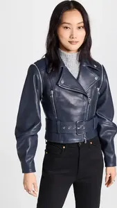 PU Leather Black <b>Short</b> <b>Jacket</b> for Women Autumn <b>Sleeve</b> Outdoor Coat Female Long <b>Sleeve</b> Outdoor <b>Jacket</b> - Product Image 5