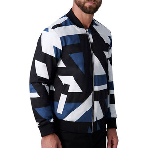 Blouson Bomber Homme Bleu Marine Col Montant Fermeture Éclair Couleur Unie Décontracté Respirant Polyester Vêtement d'Extérieur Automne - Product Image 4