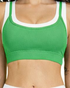 Conjunto Deportivo Personalizado para Mujer, Top Deportivo Verde y Blanco con Contraste y Pantalones Acampanados, Cintura Alta, Elástico, para Yoga, Fitness, Gimnasio, Venta al Por Mayor OEM - Product Image 3