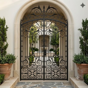 Puerta doble de hierro resistente a la oxidación, estilo victoriano, con recubrimiento en polvo, fácil de montar, adecuada para uso en exteriores. - Product Image 3