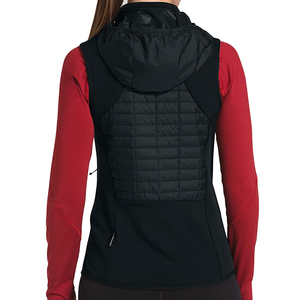 ELEGANT CORPORATION Hooded Quilted <b>Vest</b> <b>Black</b> Polyester Filled Windproof Waterproof Zipper Closure Solid Color Winter Casual - Product Image 2