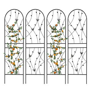 Set di 4 tralicci da giardino in metallo nero antiruggine da 180 cm x 50 cm per piante rampicanti e decorazioni a forma di farfalla - Product Image 3