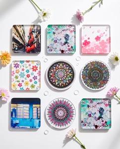 Modern Creative <b>Drink</b> Home Table Decorations <b>coaster</b> Multicolor Flower Shape clear Acrylic Plastic Eco-friendly Custom logo - Product Image 6