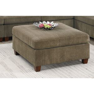 Divano Angolare Modulare Contemporaneo in Tessuto Chenille Color Beige con Pouf per Arredamento Soggiorno - Product Image 5