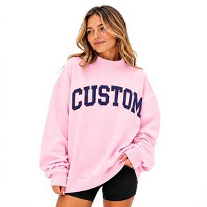 Sweat-shirt universitaire personnalisé à col montant en molleton de coton avec appliqués brodés pour campus, librairie, salle de sport, fitness et vêtements d'équipe - Product Image 2
