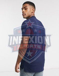 Men's Solid <b>Navy</b> Blue Short Sleeve Knitted Cotton <b>Polo</b> <b>Shirt</b> Casual Style Breathable Regular Fit - Product Image 4