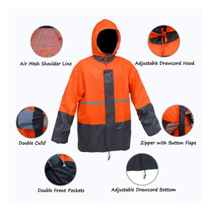 Polyester100 Waterproof Raincoat Hooded Rainwear Heavy Rain <b>Workout</b> Two Pieces Pvc Polyester Breathable Rain Suit - Product Image 4