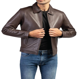 Chaqueta Elegante con Cuello de Cuero Genuino, Prenda Exterior de Piel de Oveja Premium con Forro de Poliéster, Cierre de Cremallera, Cálida, Cómoda y a la Moda - Product Image 1