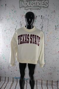 Sudadera TEXAS STATE CREAM con cuello alto, 100% marrón, con apliques bordados, cuello ancho, hilos finos - Product Image 5