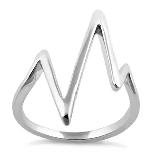 2024 nuovo stile gioielli di moda 925 in argento Sterling unico cuore battito semplice anello in argento placcato oro cuore modello di battito anello