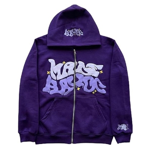 Hoodies streetwear d'hiver sur mesure, qualité supérieure, en polaire avec strass, effet délavé soleil, logo personnalisé, respirant - Product Image 2